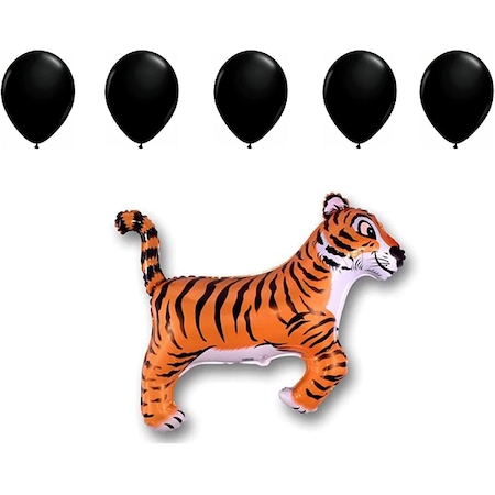 Tiger Black Stripes Striped Jungle Zoo Safari 36in. Party Animal Mylar Balloon Latex Set